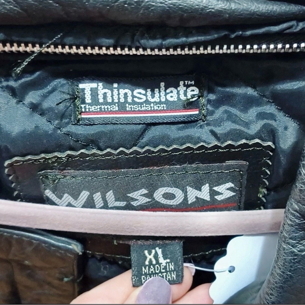Wilson’s Fringed Black Leather Biker Jacket XL - Picture 8 of 16